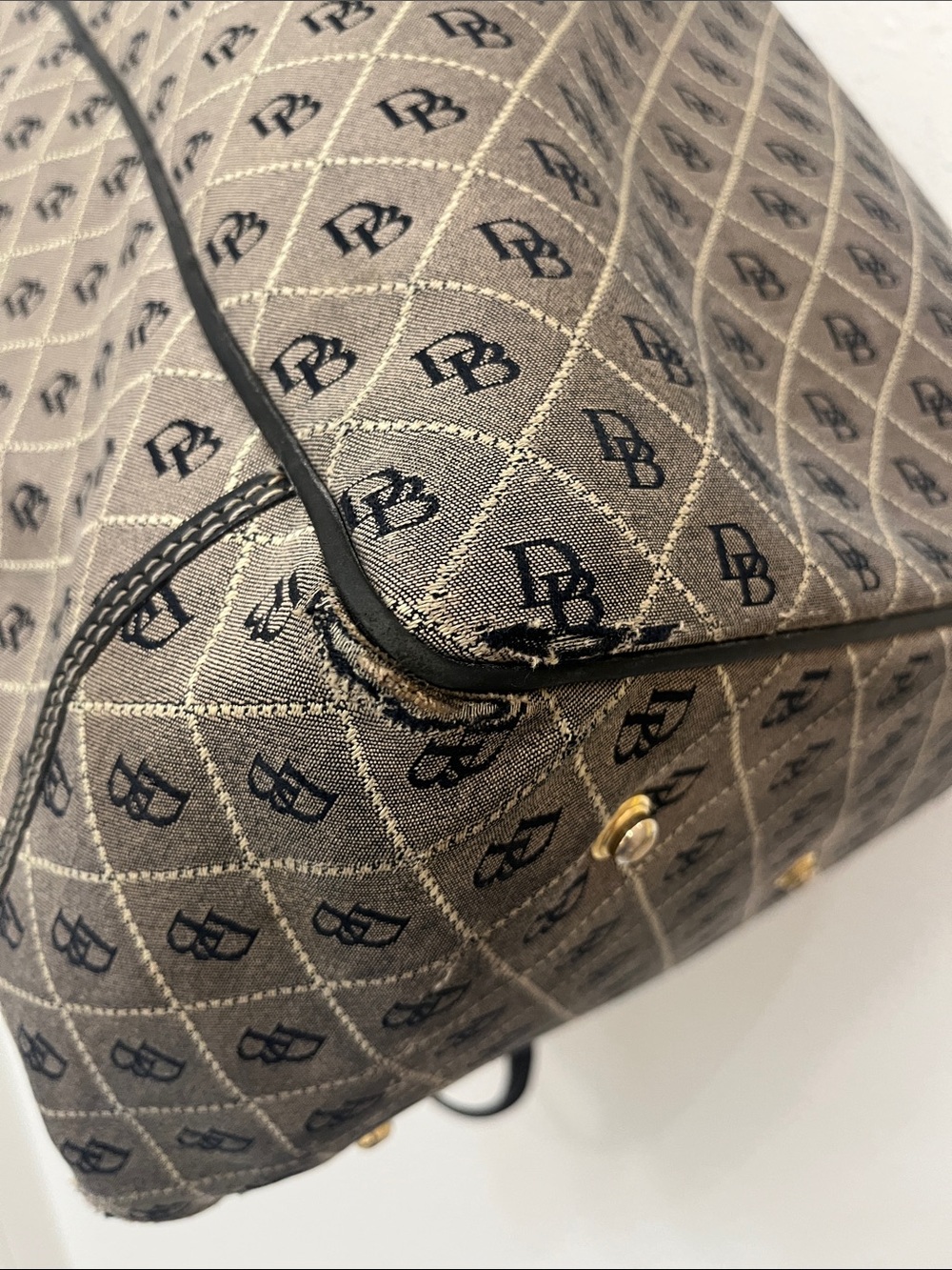 Dooney & Bourke Beige Monogram Tote with Black Trim - Picture 6 of 7